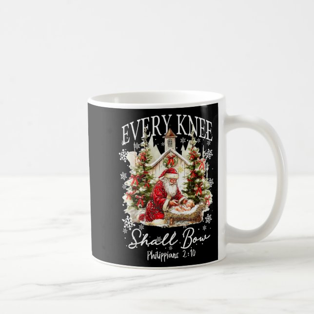 Taza De Café Every Knee Shall Bow Santa Christmas Nativity Scen (Derecha)