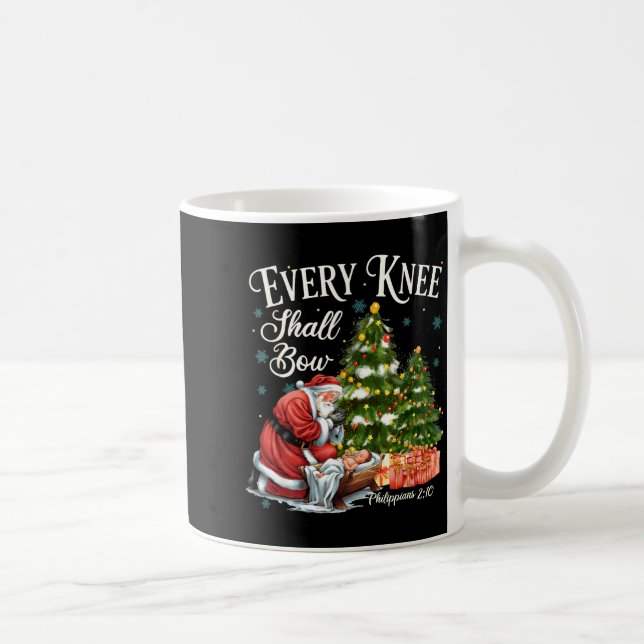 Taza De Café Every Knee Shall Bow Santa Christmas Nativity Scen (Derecha)