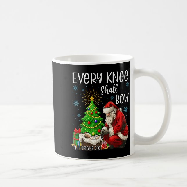 Taza De Café Every Knee Shall Bow Santa Christmas Nativity Scen (Derecha)