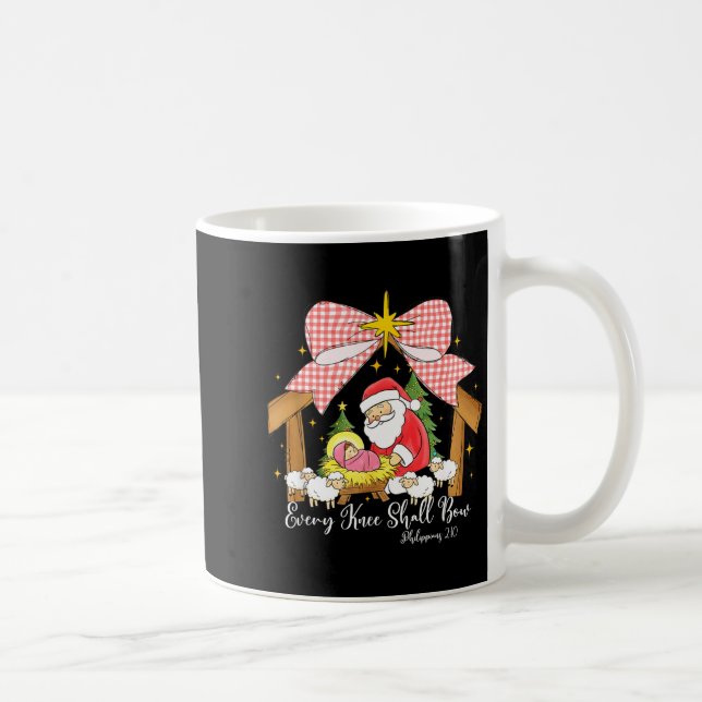 Taza De Café Every Knee Shall Bow Santa Christmas Nativity Scen (Derecha)