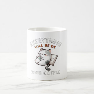 Taza De Café Everything Will Be OK with Coffee Cat