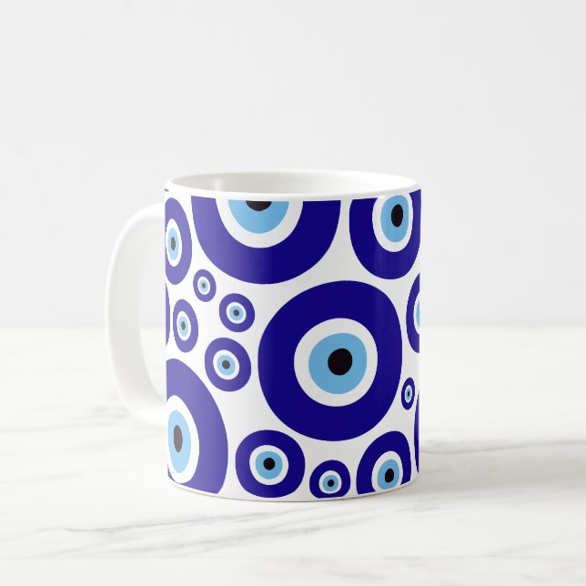 Taza De Café Evil Eye Pattern, Greek Eye, Turkish Eye, Nazar (Anverso izquierdo)