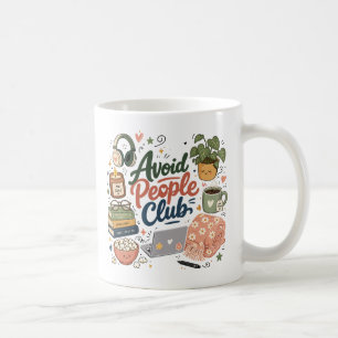 Taza De Café Evita Vibraciones de Club de Introvertidos Acogedo