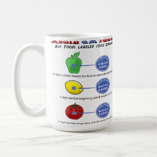 Taza De Café Evitar alimentos transgénicos evitar PLU de 5 dígi
