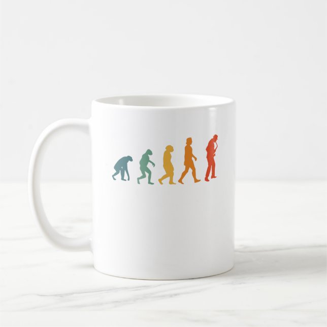 Taza De Café Evolución saxofonista retro saxofonista (Izquierda)