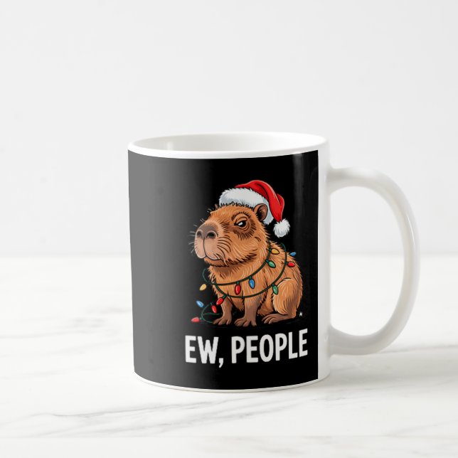 Taza De Café Ew People Capybara Christmas Lights Funny Introver (Derecha)