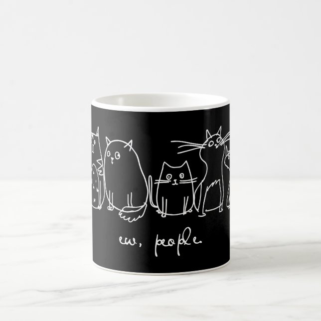 Taza De Café Ew, People Funny Meowy Cat Aovers (Centro)