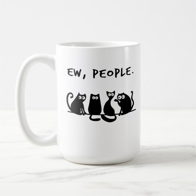 Taza De Café Ew People Funny Meowy Gatos Negros (Izquierda)