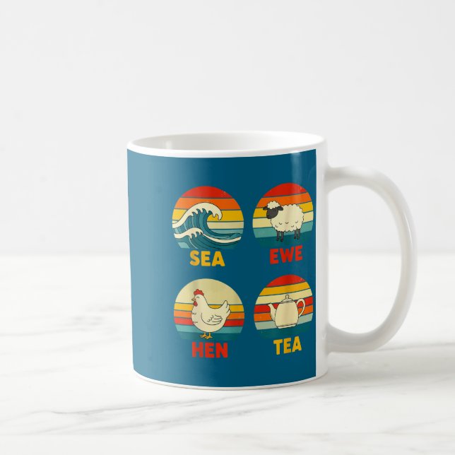 Taza De Café Ewe Quote Sea Hen Tea Sunset Apparel (Derecha)