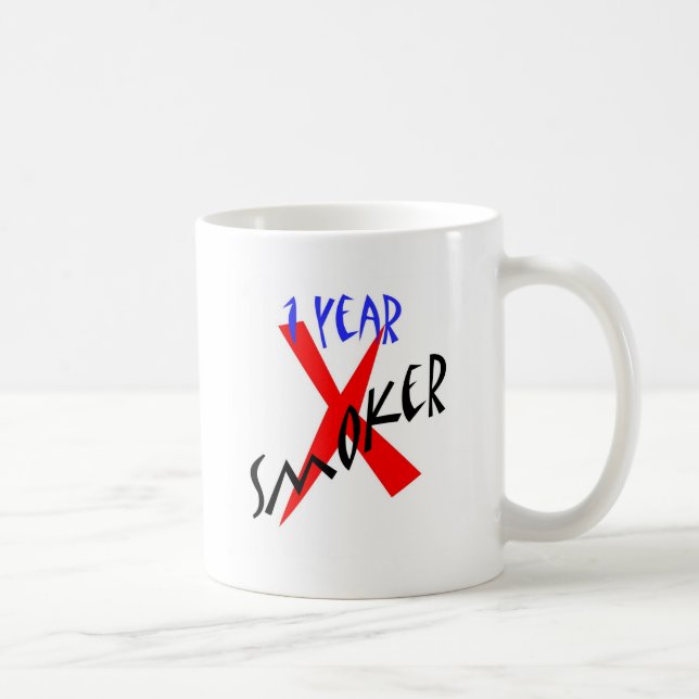 Taza De Café Ex-fumador del rojo de 1 año (Derecha)
