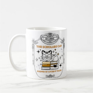 Taza De Café Ex Libris Gato Erudito Dark Academia