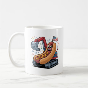 Taza De Café Excavadora del Día de la Independencia del Perro C