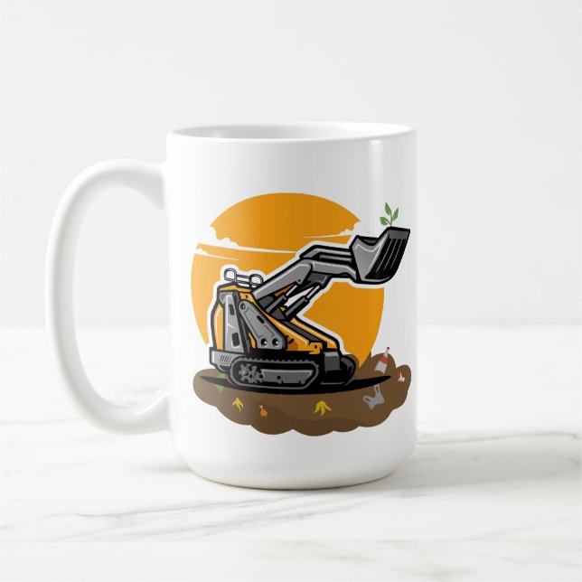 Taza De Café Excavadora ecológica plantando vegetación en limpi (Izquierda)