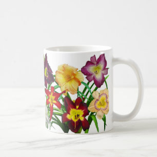 Taza De Café Exhibición de daylilies I (en el fondo blanco)