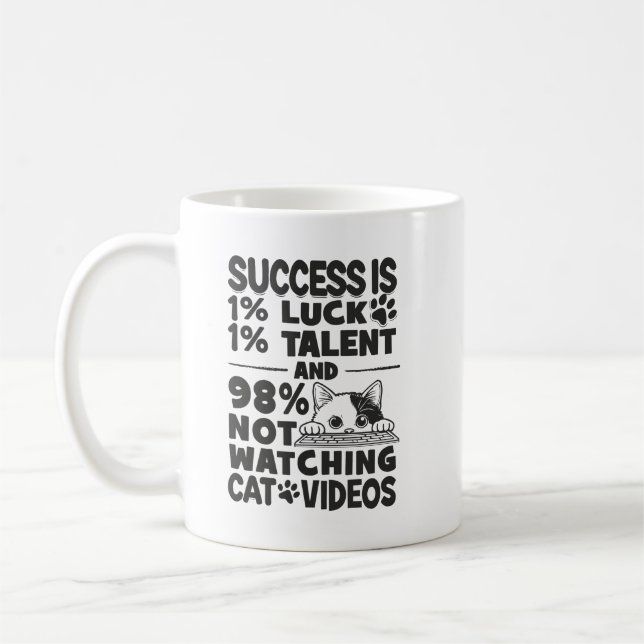 Taza De Café Éxito frente a videos de gato - Motivación diverti (Izquierda)