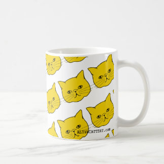 Taza de café exótica moderna amarilla del gato de