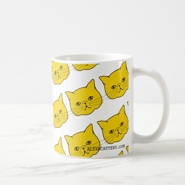 Taza de café exótica moderna amarilla del gato de (Derecha)