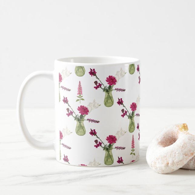 Taza De Café Exotisches Blumenarrangement im Glas (Con donut)