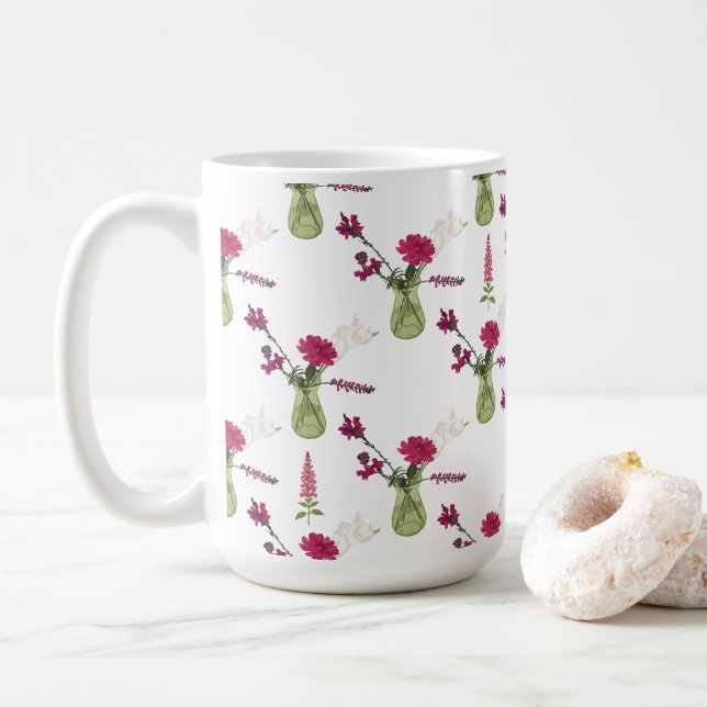 Taza De Café Exotisches Blumenarrangement im Glas (Con donut)