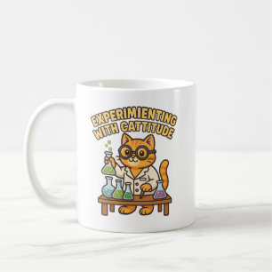 Taza De Café Experimentando con Cattitude - Lab Cat T-Shirt