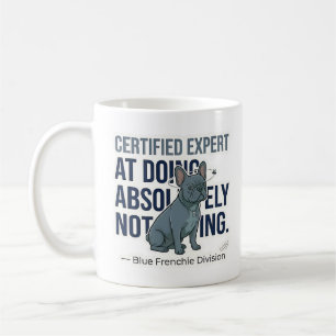 Taza De Café Experto Bulldog Francés Azul Divertido en Nada
