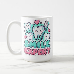 Taza De Café Experto en Sonrisas Dentales Kawaii Adorable
