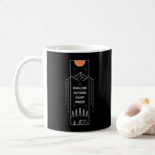 Taza De Café Explora Fuera del Campamento Dentro