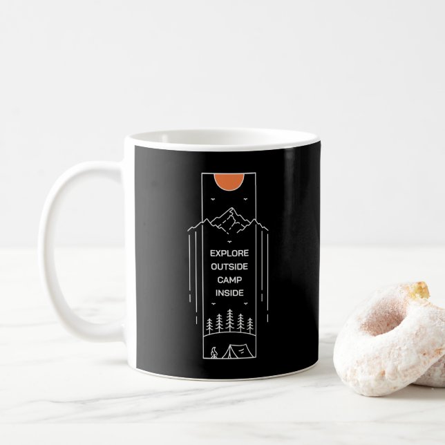 Taza De Café Explora Fuera del Campamento Dentro (Con donut)