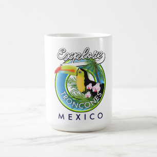 Taza De Café Explora Troncones México logotipo retro