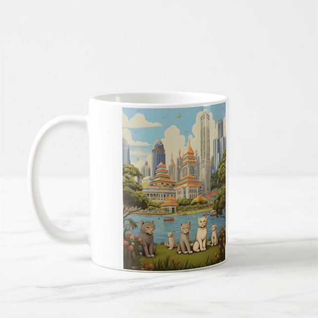 Taza De Café Exploradores felinos en el Parque Merlion, Singapu (Izquierda)
