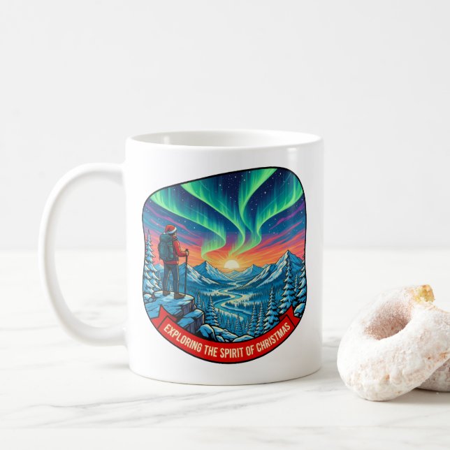 Taza De Café Explorando el espíritu del arte Navidad (Con donut)