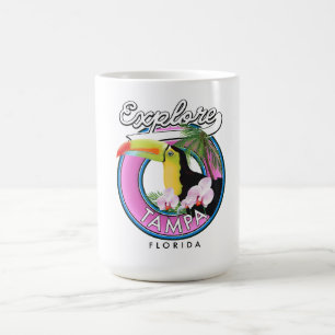 Taza De Café Explorar el logotipo retro de Tampa Florida