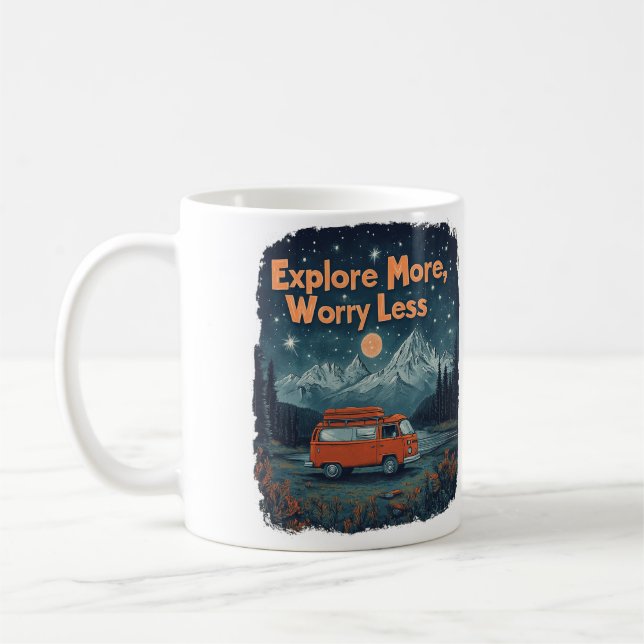 Taza De Café Explorar más, preocuparse menos (Izquierda)