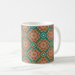Taza De Café Explorar vibrantes motivos florales en patrón geom