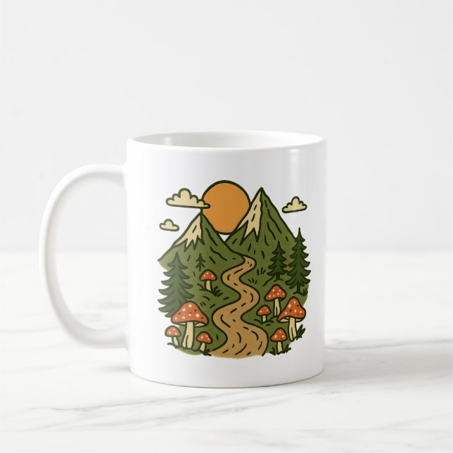 Taza De Café Explore More Mountains | Mushroom Hiking Adventure (Izquierda)