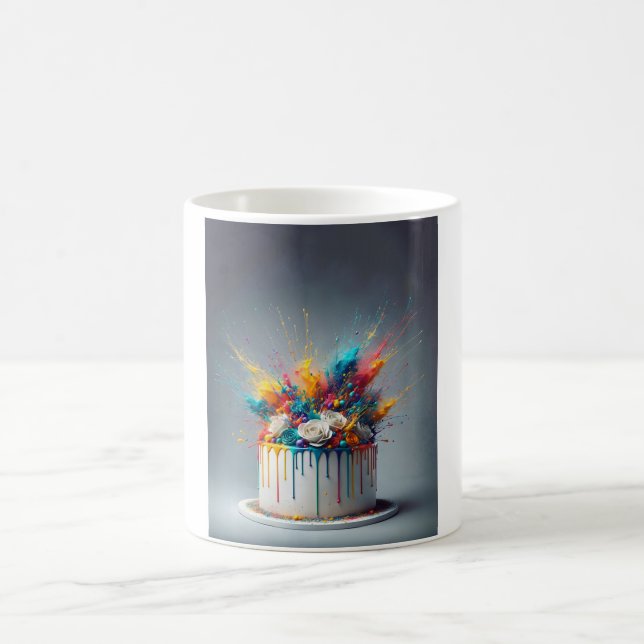Taza De Café Explosión de Alegría - Feliz Pastel de Cumpleaños (Centro)