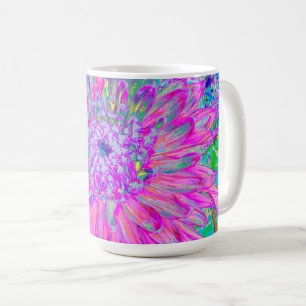 Taza De Café Explosión de Cactus Dahlia en Guay rosa, azul y pú