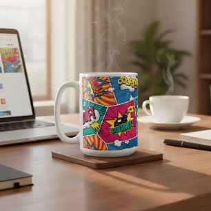 Taza De Café Explosión de cómic retro - Arte pop vibrante