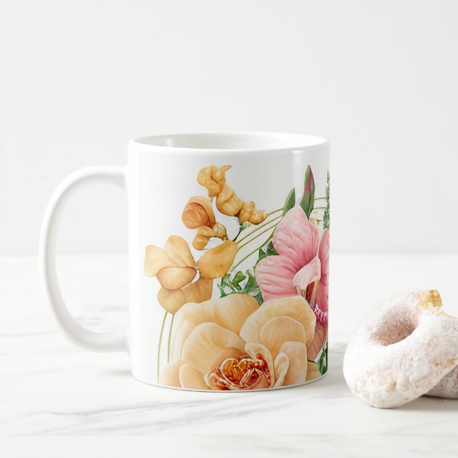 Taza De Café Explosión de Orquídeas (Con donut)