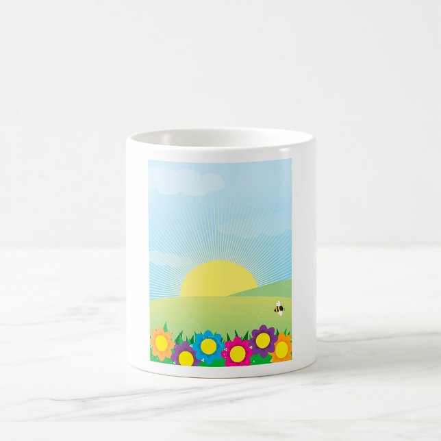 Taza De Café Explosión de sol en prado primaveral con flores co (Subido por el creador)