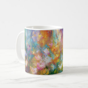 Taza De Café Explosión floral cósmica abstracta en colores past