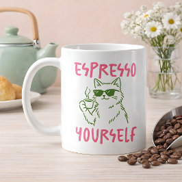 Taza De Café Exprésate a ti mismo Gato de café divertido