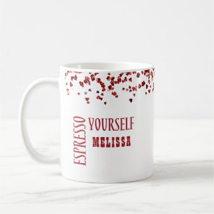 Taza De Café Exprésate con Cute en Rojo Grande y Negrita