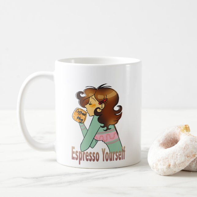 Taza De Café Exprésate Diseño de Café Lindo (Con donut)