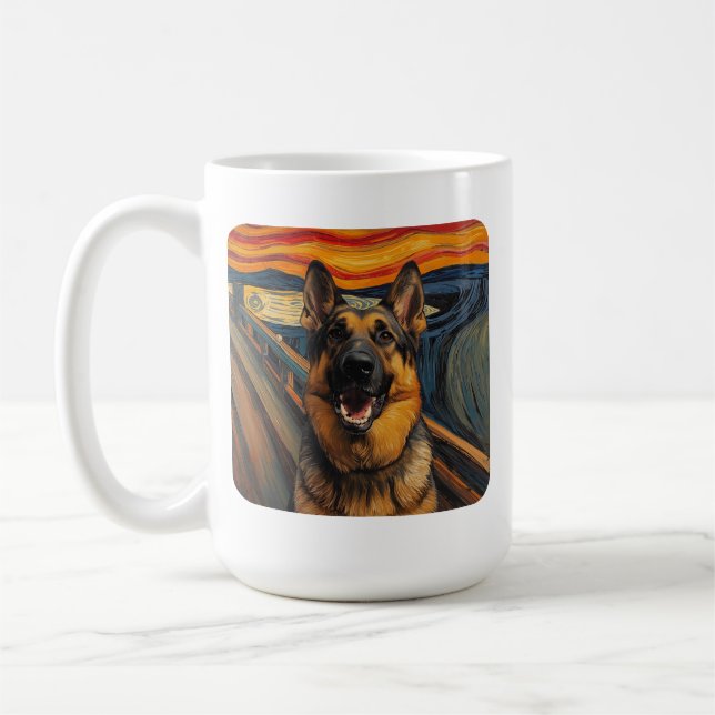 Taza De Café Expressionist Angst Painting German Shepherd (Izquierda)