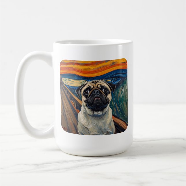 Taza De Café Expressionist Angst Painting–Inspired Pug Art (Izquierda)