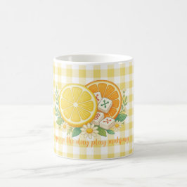 Taza De Café Exprime el Día Citrus Gingham Mahjong 