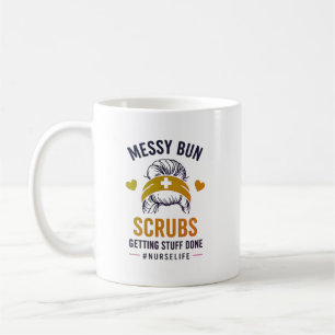 Taza De Café Exprimidores de Moño Desordenado Gracias Enfermera