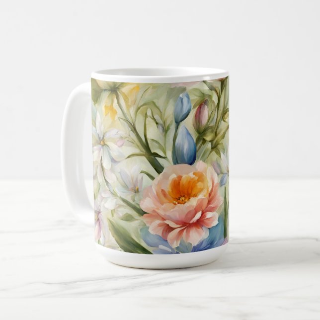 Taza De Café Exquisitas Flores De Primavera Sofisticadas. Pintu (Anverso izquierdo)