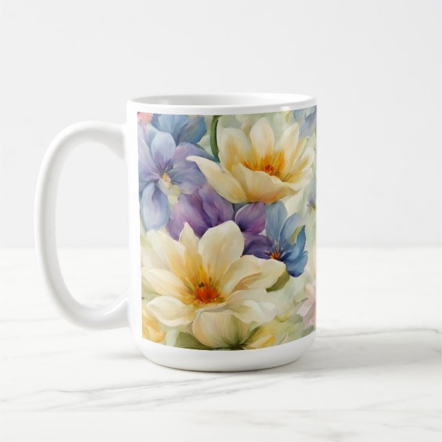 Taza De Café Exquisitas Flores De Primavera Sofisticadas. Pintu (Izquierda)